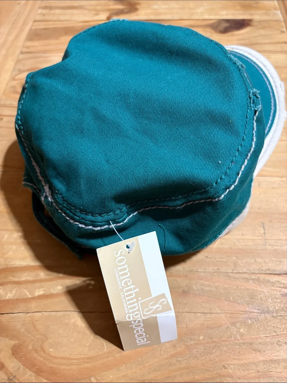 Teal and White Owl Embellished Cap